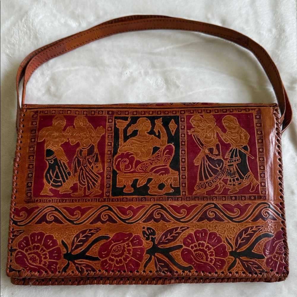 Artisan Brown and Red Handcrafted Women Bag